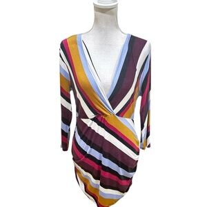 Motherhood Maternity multi Striped Long Sleeve Top ruched side small (maternity)